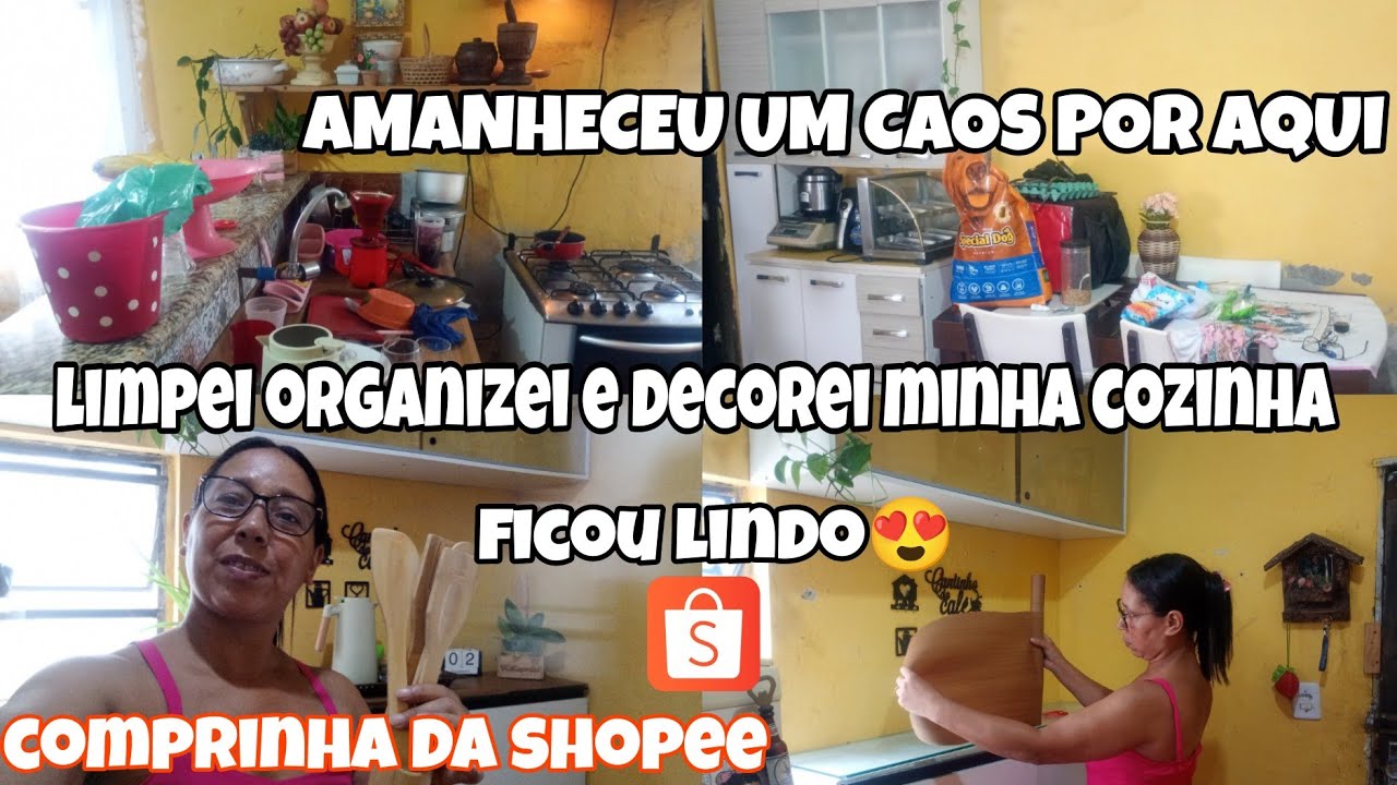 LIMPEI ORGANIZEI E DECOREI A COZINHA COM COMPRINHAS DA SHOPEE #vintagestyle FICOU LINDO 😍✨
