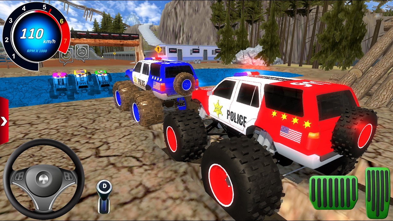 Impossible Car Mega Stunts Ramp Simulator- US Police Monster Truck Driving 3D-Offroad Gameplay#3
