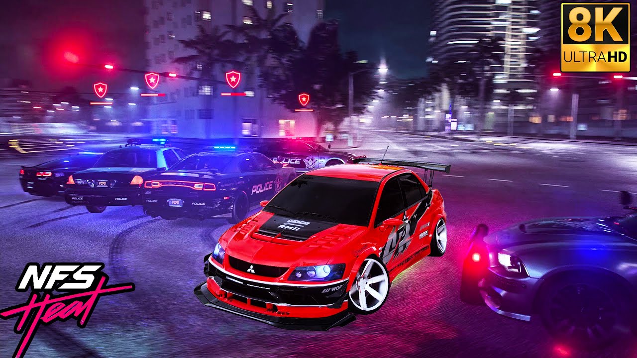 8,000,000 REPS IN ONE NIGHT | 5 HEAT COP CHASE ON MITSUBISHI LANCER EVO IX | NFS HEAT | 8K 60FPS