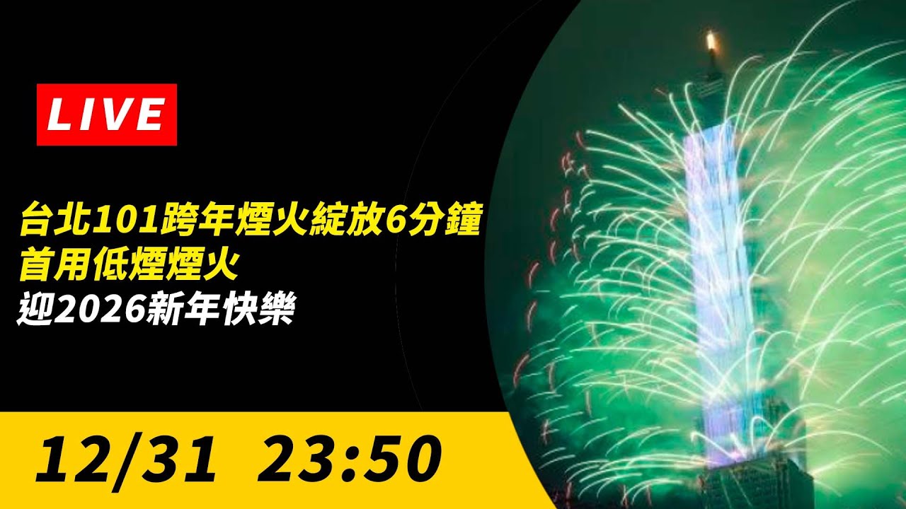 直播／台北101跨年煙火綻放6分鐘！首用低煙煙火　迎2026新年快樂｜NOWNEWS