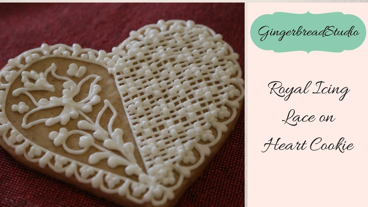 Royal Icing Lace on Heart Cookie