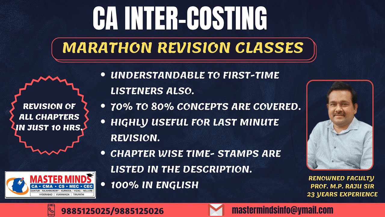 P965 | CA Inter | Costing | 100% English | Marathon revision for May 23 & Further Attempts