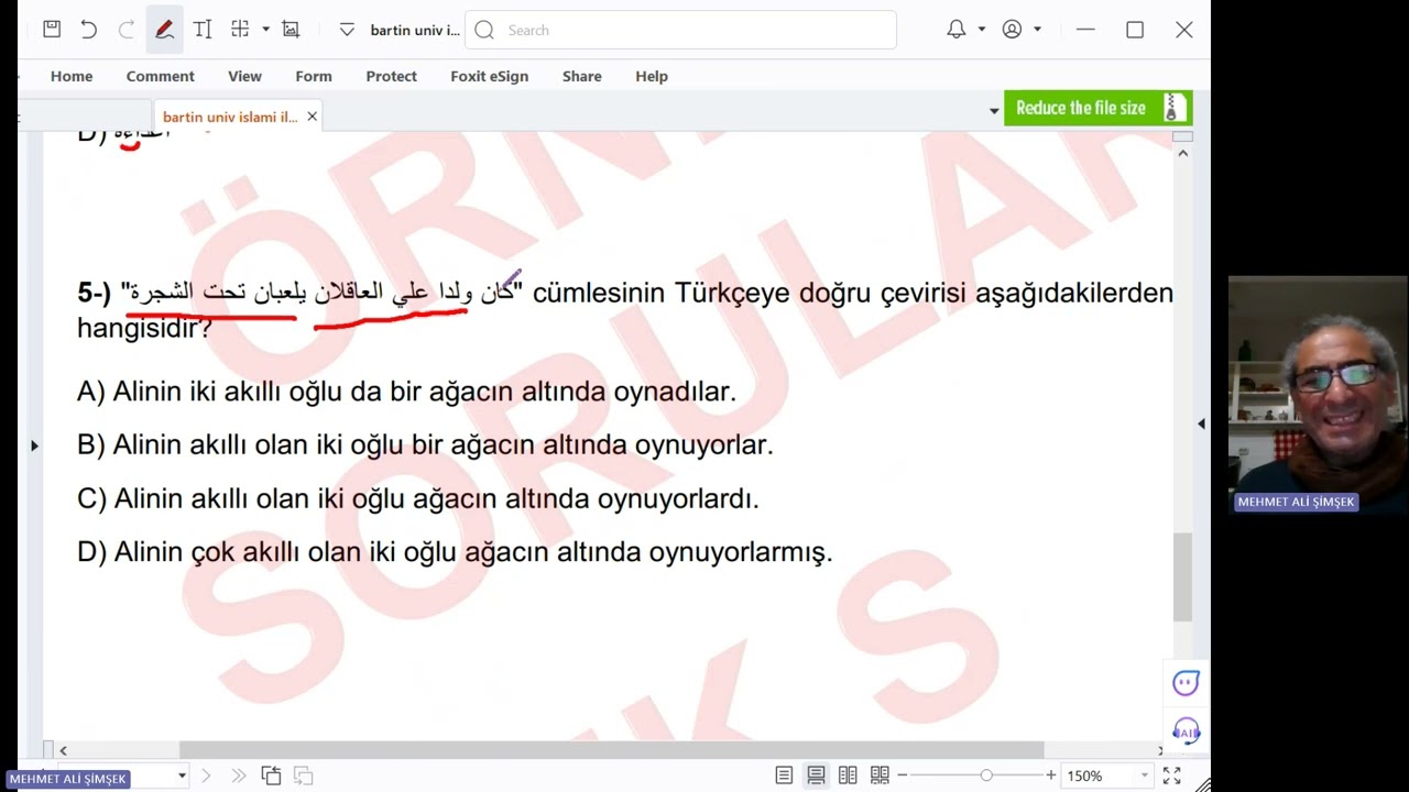 Hazırlık Muafiyet sınavı için 7 örnek soru Bartın Üniv. İslami İlimler Fakültesi