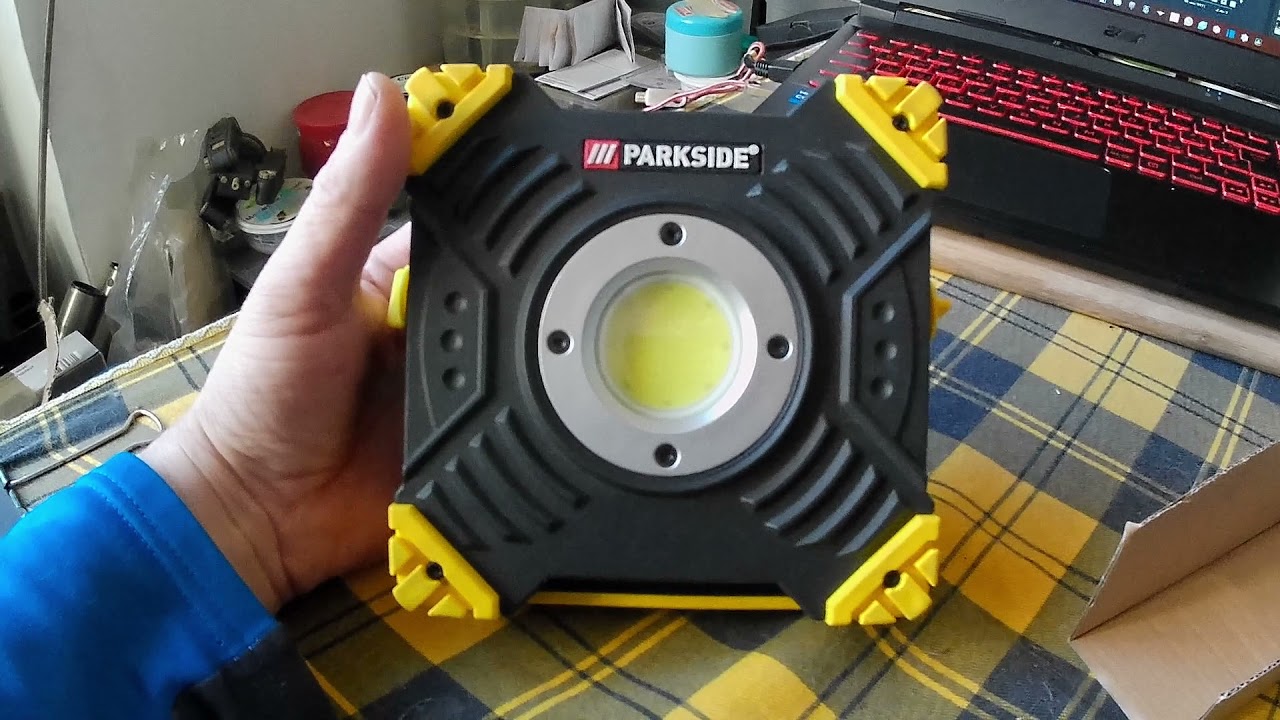 LIDL PARKSIDE PAAL 6000 B2 OTTIMO!!! Faro led ricaricabile da lavoro POWER BANK USB 2000Lm 20W