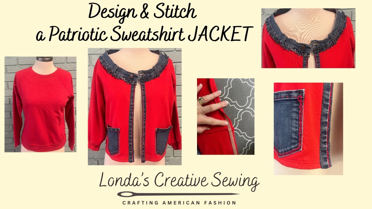 DIY Denim & Red Sweatshirt: Full Design & Sewing Tutorial