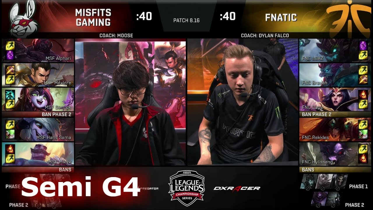Fnatic vs Misfits | Game 4 Semi Finals S8 EU LCS Summer 2018 | FNC vs MSF G4