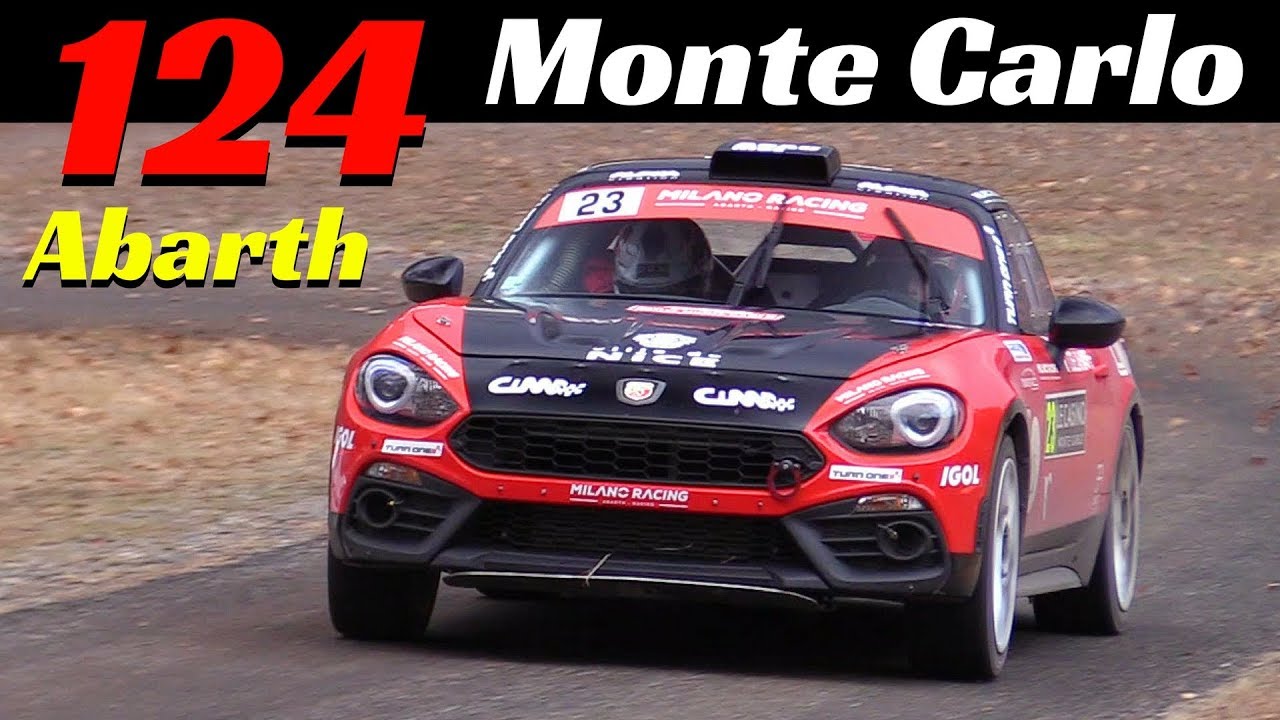 Fiat 124 Abarth Rally R-GT - WRC Rally Monte Carlo 2018 - Action, Flatout, Powerslide & Pure Sound!