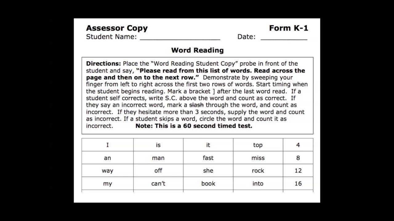 Measure Overview Word Reading Fluency
