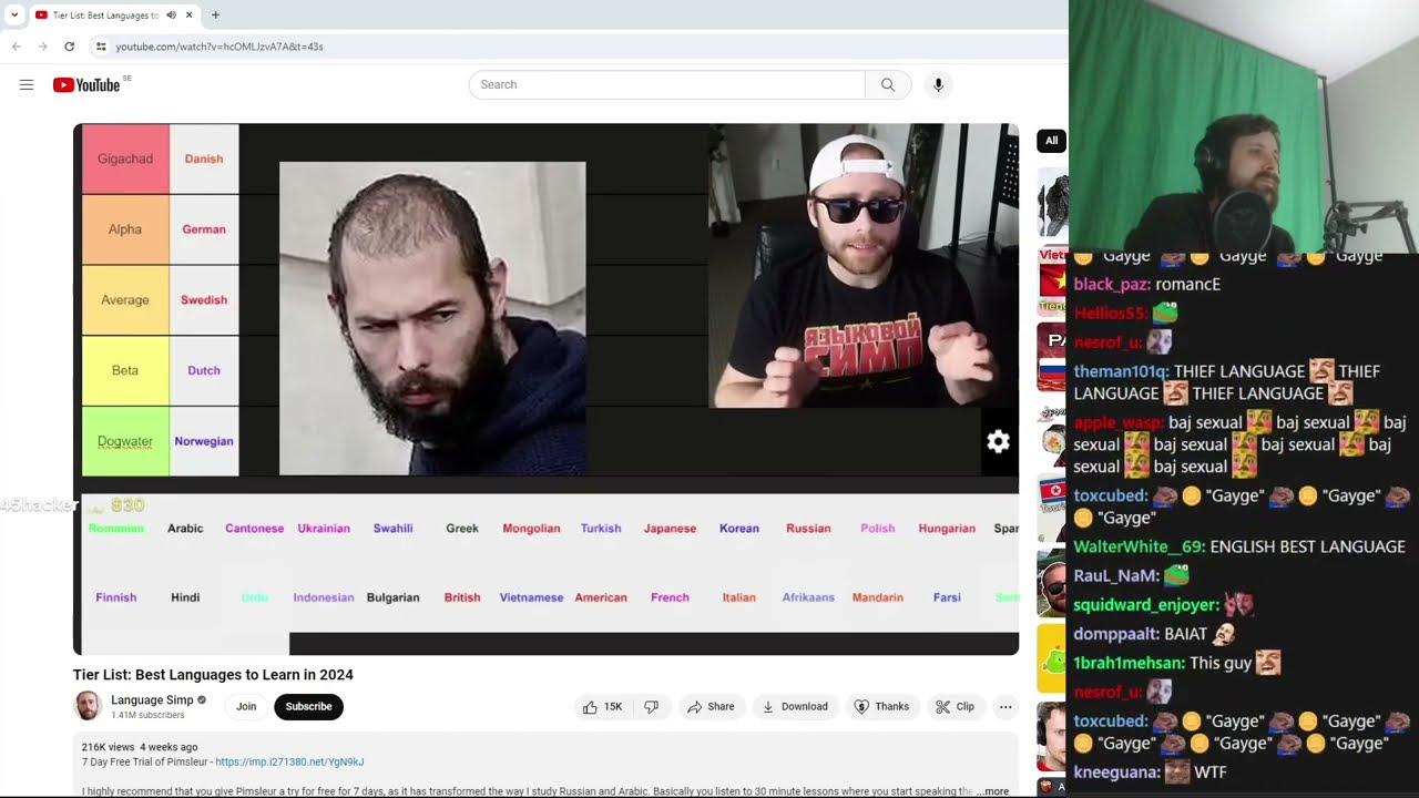 Forsen Reacts to Tier List: Best Languages to Learn in 2024