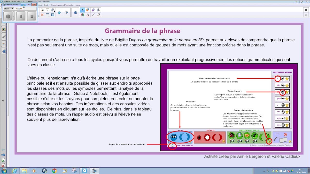 Grammaire de la phrase : une visite rapide du document Notebook