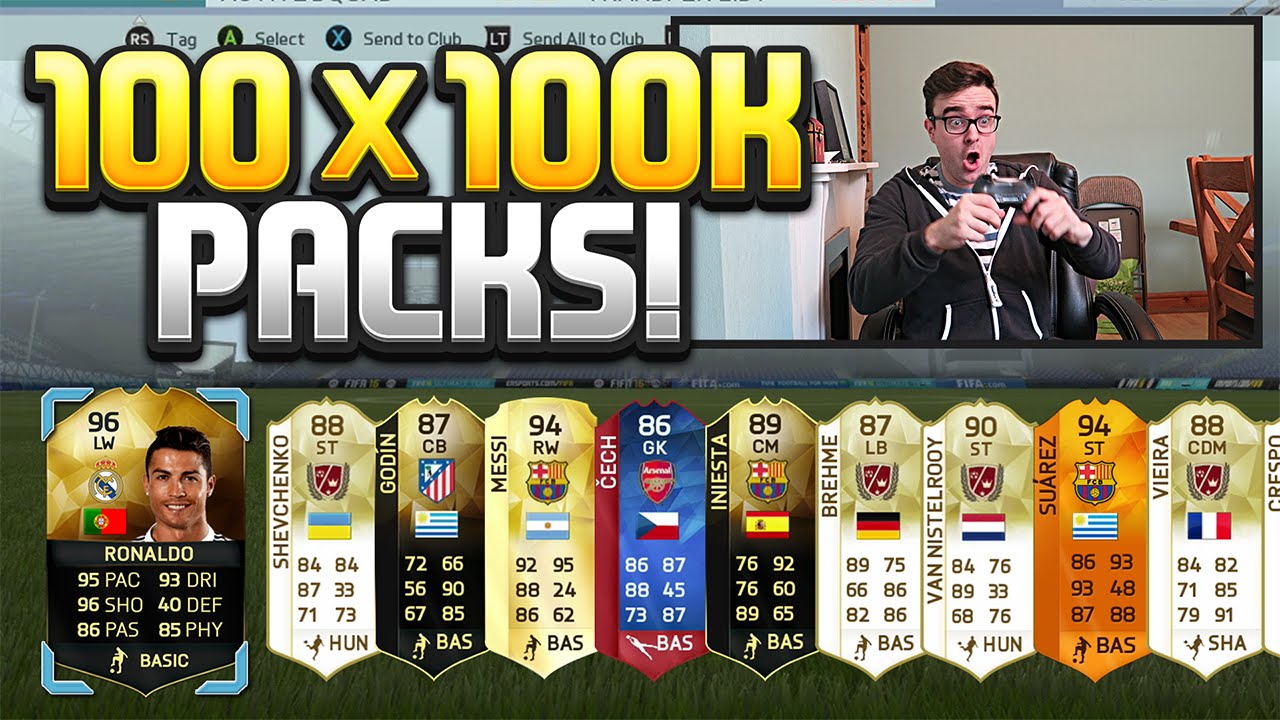 ONE HUNDRED 100K PACKS!!! THE LUCKIEST FIFA 16 PACKS EVER!!!