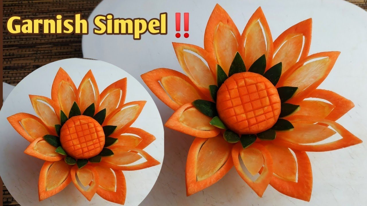 GARNISH BUNGA TIMUN DAN WORTEL‼️HIASAN TUMPENG CANTIK// CUCUMBER GARNIAH CARVING
