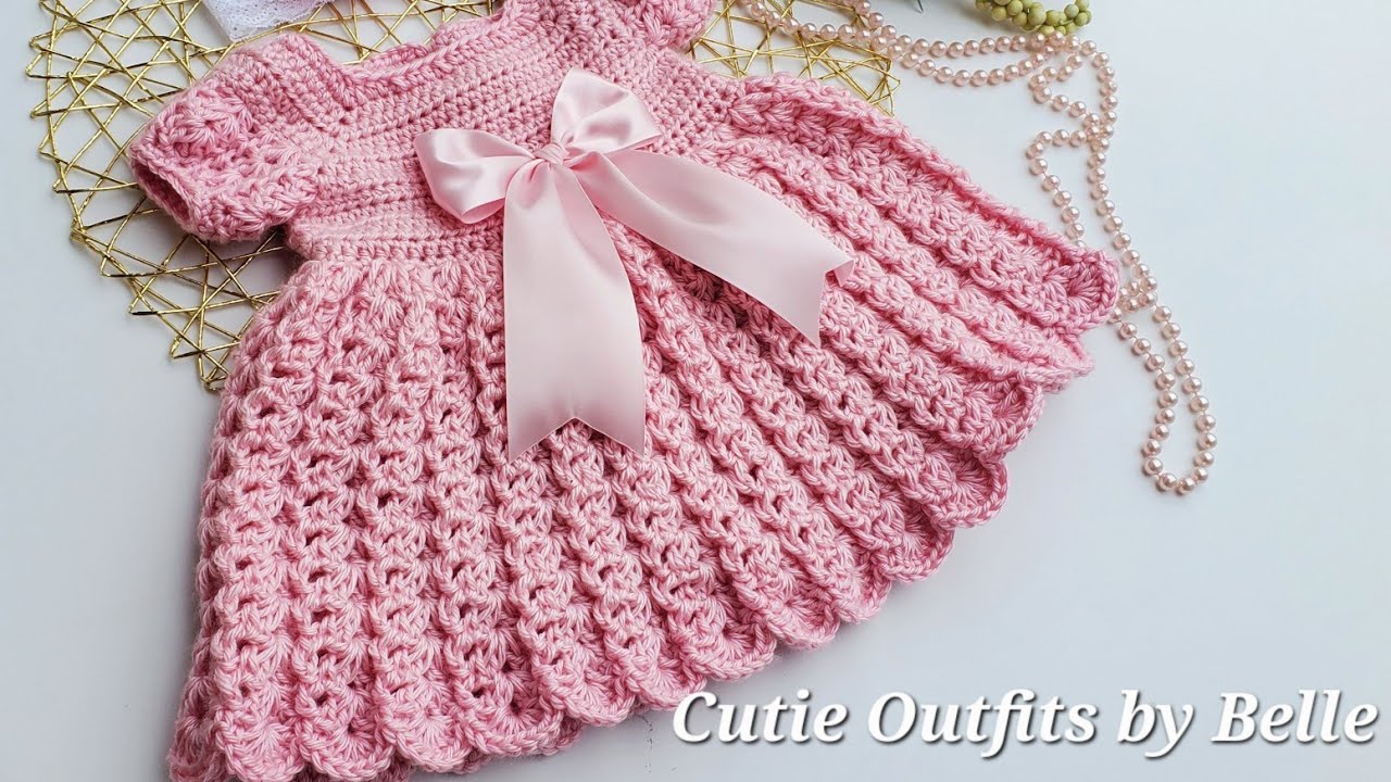 Crochet Baby Dress Tutorial 0-6 Months, How to Crochet a Baby Dress, Pink Crochet Dress