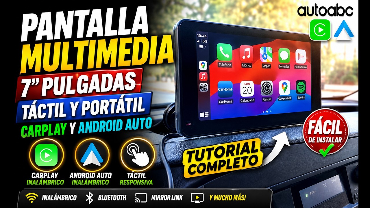 PANTALLA MULTIMEDIA t&aacute;ctil y port&aacute;til de 7 Pulgadas: CarPlay y Android Auto de AUTOABC