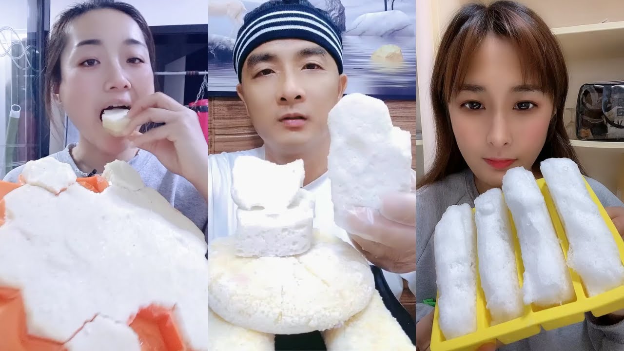 ASMR WHITE FOAM ICE EATING ASMR ❄️ MILKY FROZEN BUBBLES FOAM ICE CRUNCHY SOUNDS 氷を食べる | Buz yemek