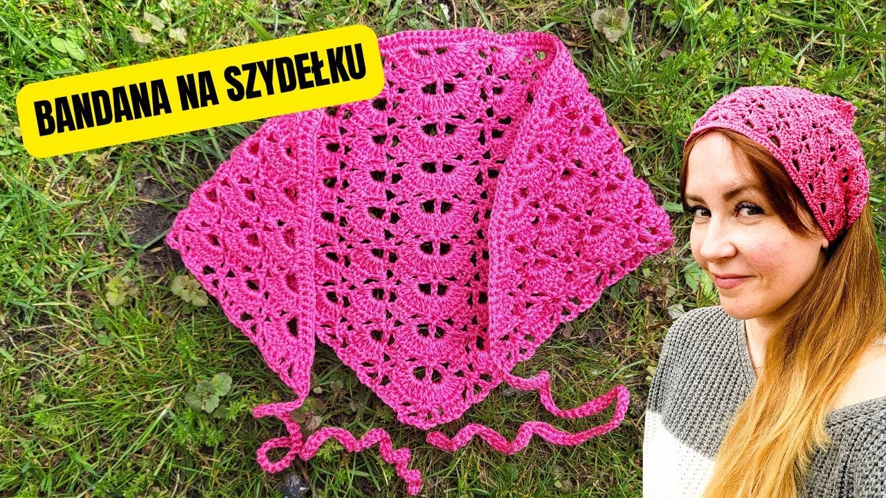 Szydełkowa bandana na lato, prosty wzór krok po kroku. Crochet Summer Bandana, Triangle Scarf