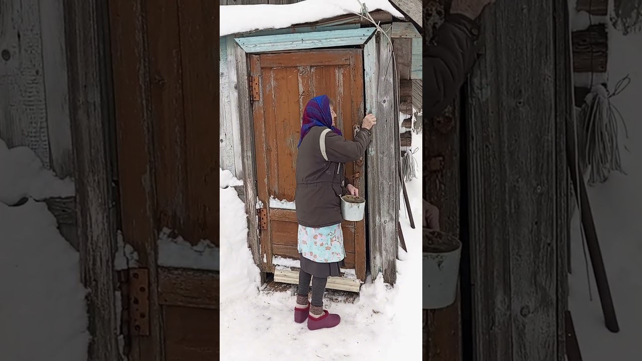 Мама  кормит кошек. Топит баню.
