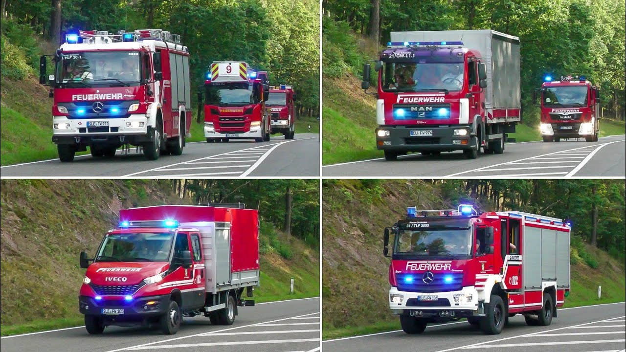 Einsatzfahrten Feuerwehr Schleiden + Polizei zu Waldbrandübung