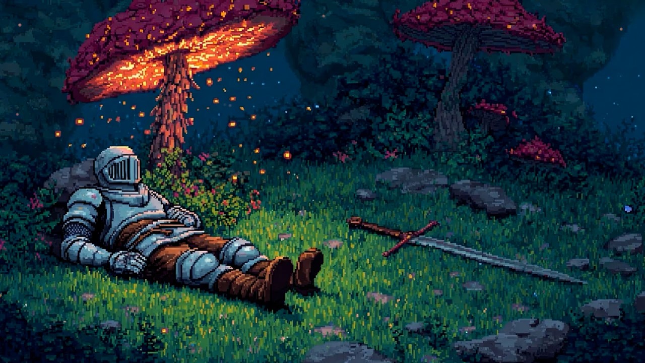 Lofi Knight Music 🍄 Resting Under Giant Glowing Mushrooms | Medieval Lofi for Deep Sleep & Dreaming