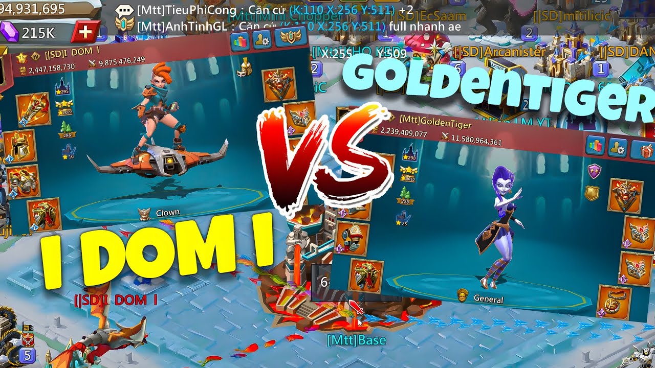 Lords Mobile - Insane WoW  at K110. DOM vs GoldenTiger. Insane Clash of Emperors!