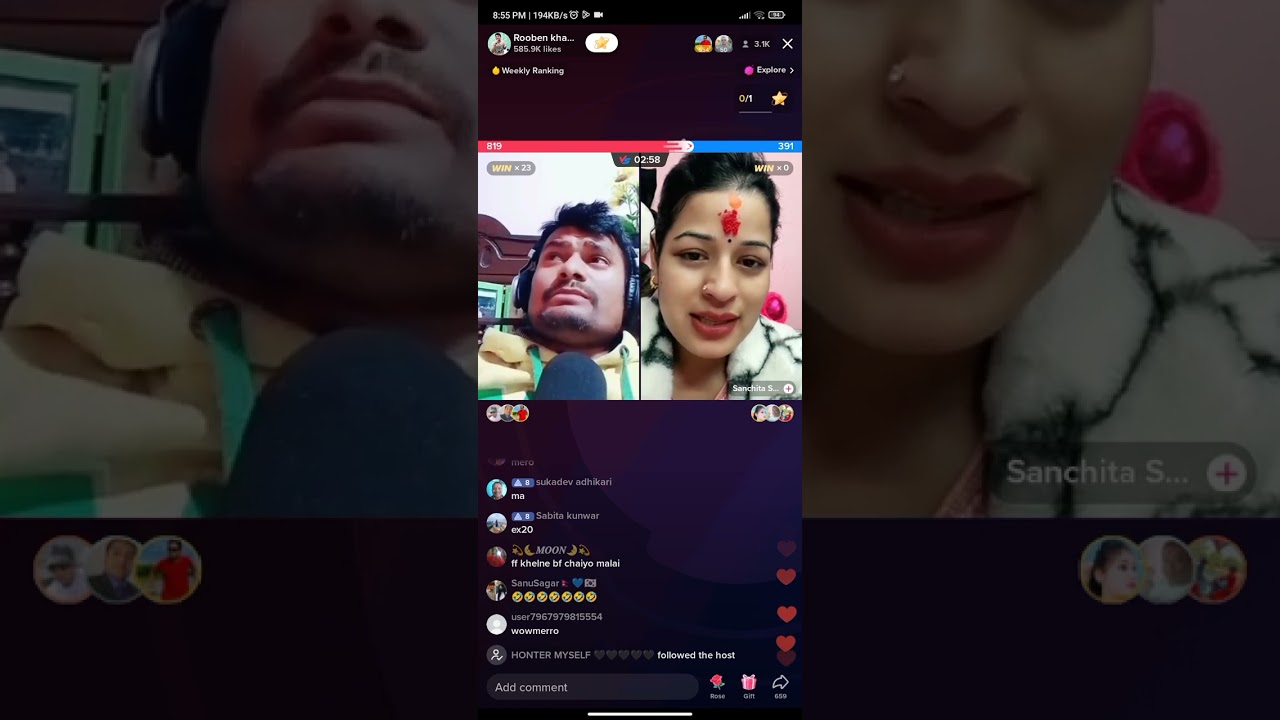 roobin Vs sanchita tiktok live|| velu baje voice ma khatara comedi 🥰🥰🥰 best two cuppal