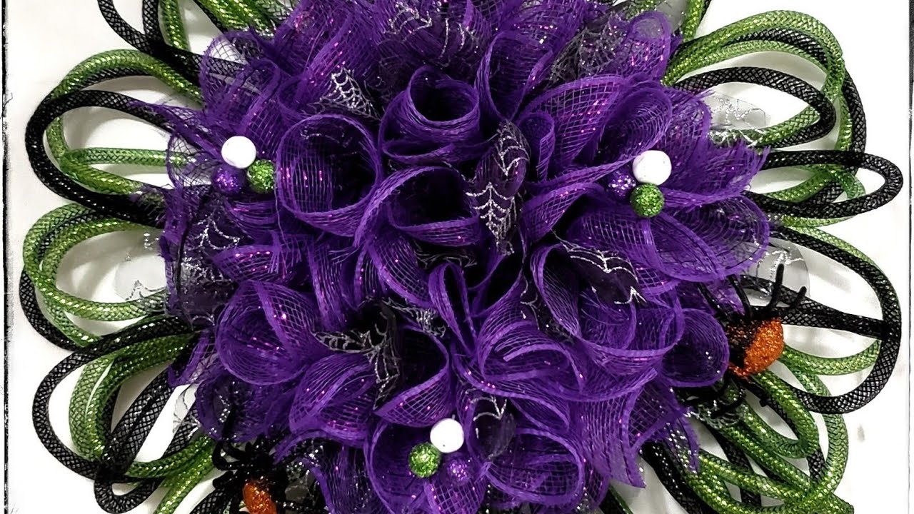 Dollar Tree Mesh Wreath Tutorial/Deco Mesh Flower Wreath/Halloween Wreath