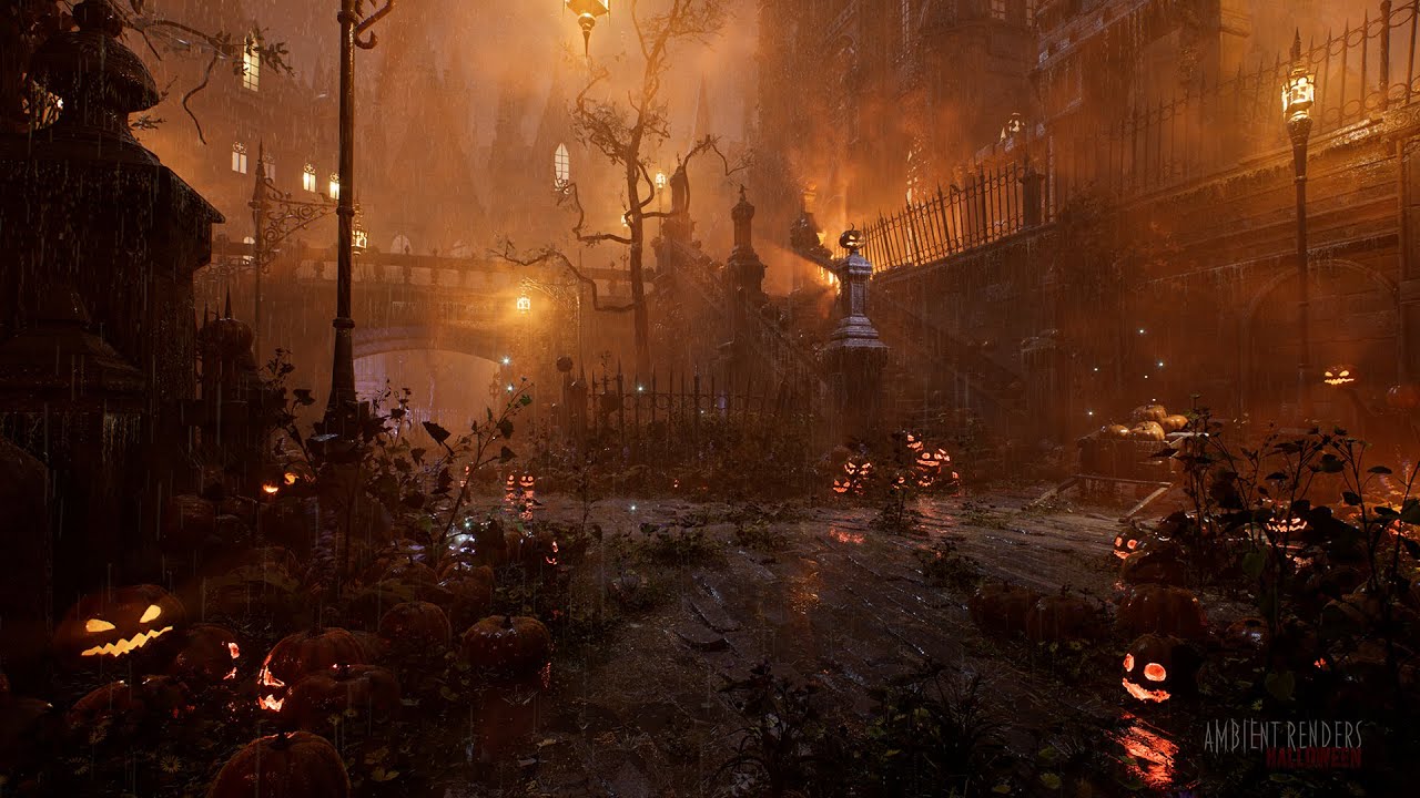 Spooky Halloween Ambience | Haunted House | Haunted Village | Rain Sounds For Sleeping | 4K | 8Hours