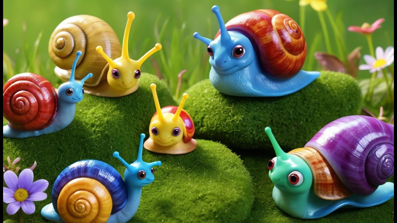 Five Little Snails Go Slow Slow Slow | Peaceful Nursery Rhyme & Nature Song