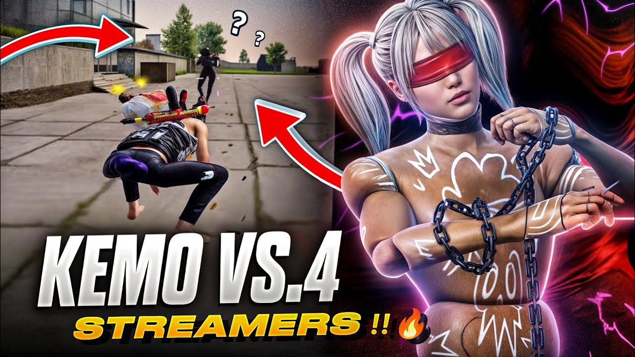 Can KEMO Beat 4 Streamers?! /// *Controls & Sensitivity?? | BGMI 🔱