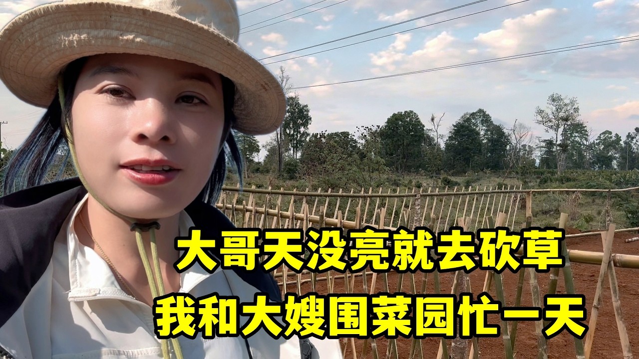 大哥天沒亮就去砍草，我和大嫂圍菜園忙一天，齊心協力再累也高興