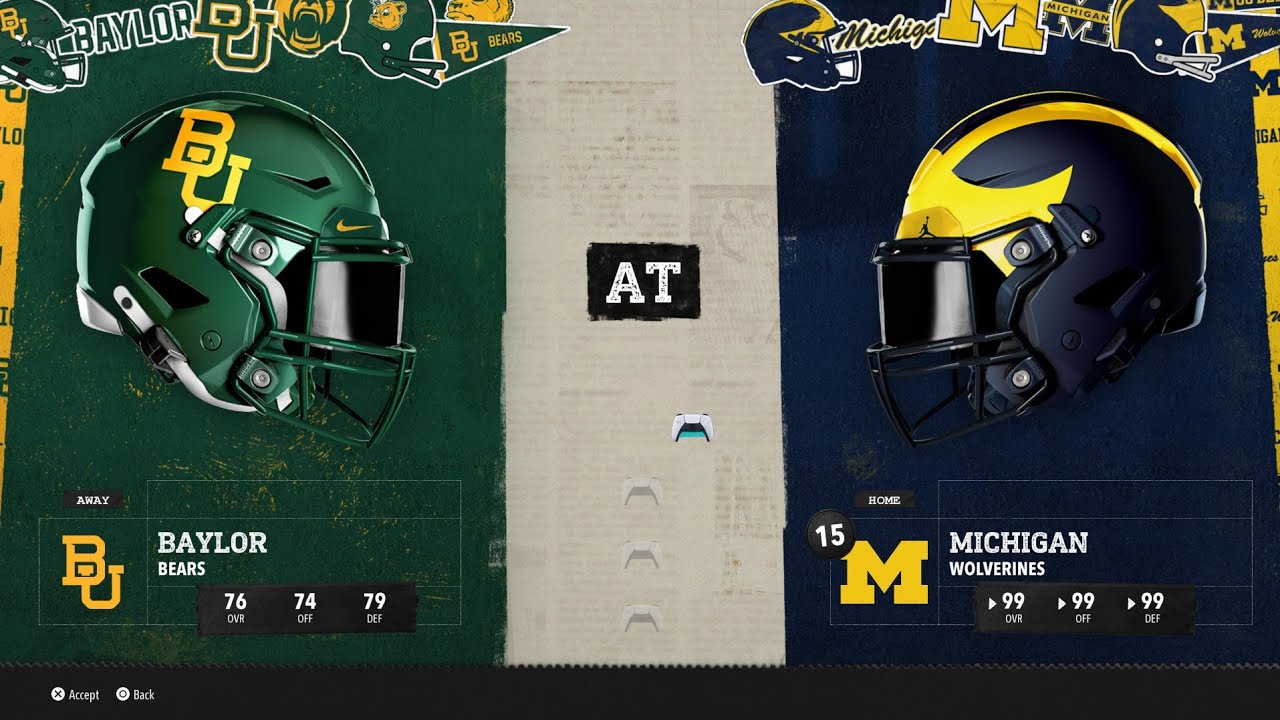 NCAA 26 2031 Season Baylor VS #15 Michigan Week 1