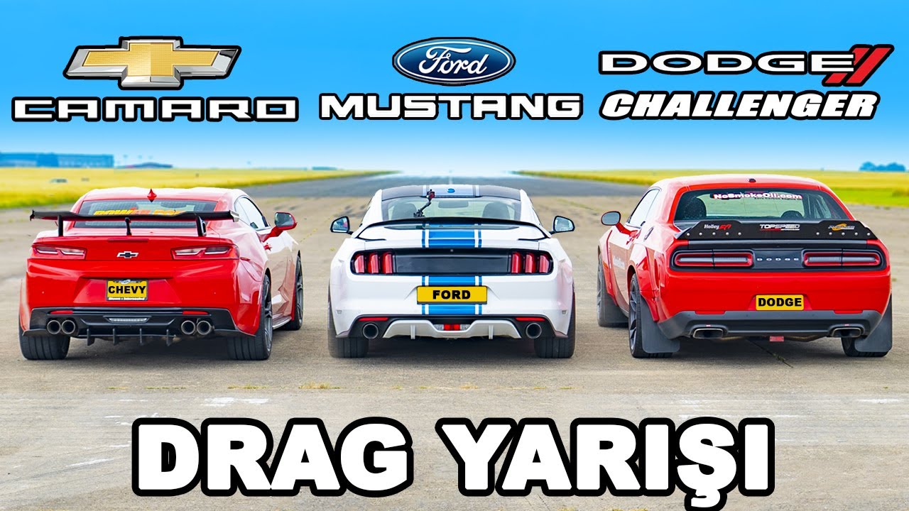 Ford Mustang King Cobra vs Chevy Camaro vs Dodge Challenger SRT: DRAG YARIŞI