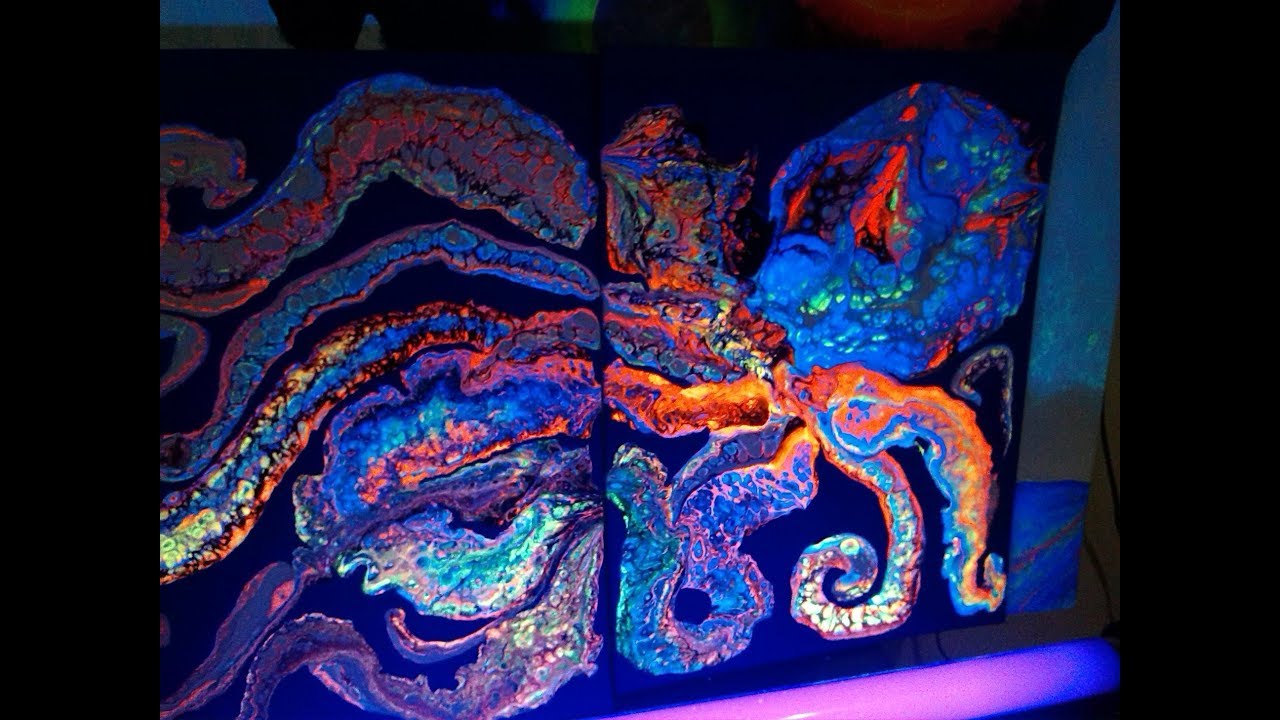Summoning the Octopus acrylic fluid pour - large cells make surprising details