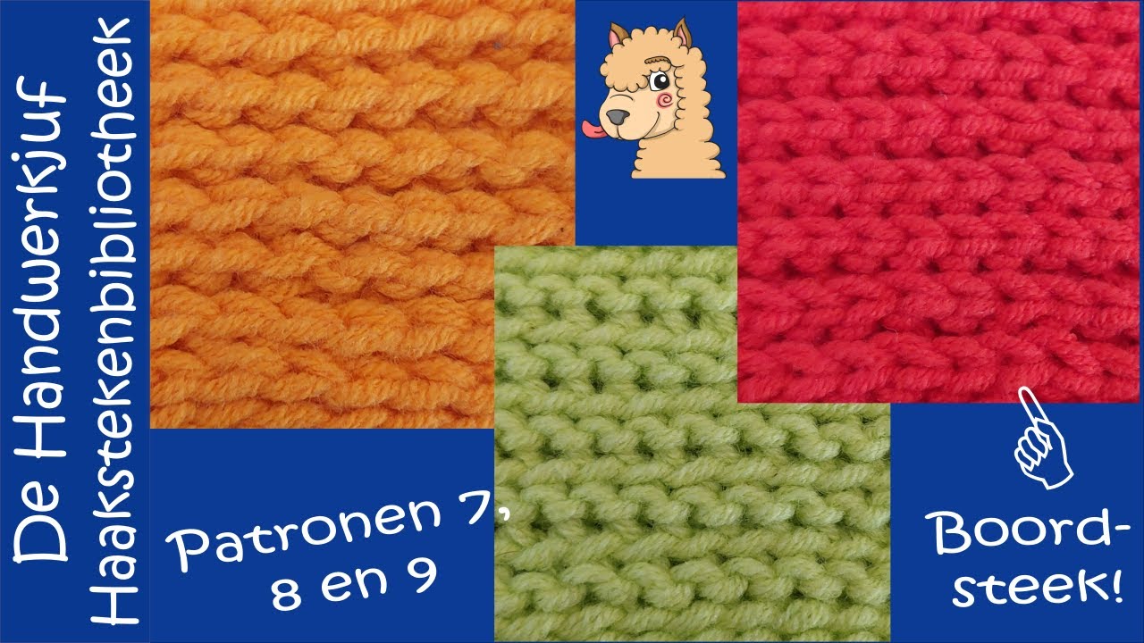 Haakstekenbibliotheek: patroon 7, 8 en 9 (boordsteek!). Met patroontekeningen en haaksymbolen!