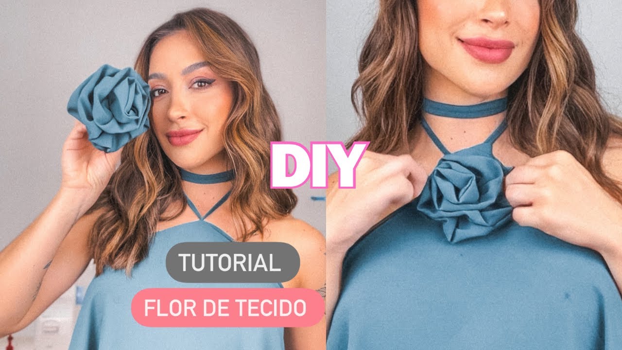 DIY - flor de tecido - TUTORIAL F&Aacute;CIL PASSO A PASSO