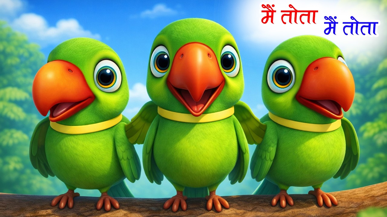 Main Tota Hare Rang Ka | मैं तोता मैं तोता  + Many More Popular Rhymes For Kids | Hindi Rhymes