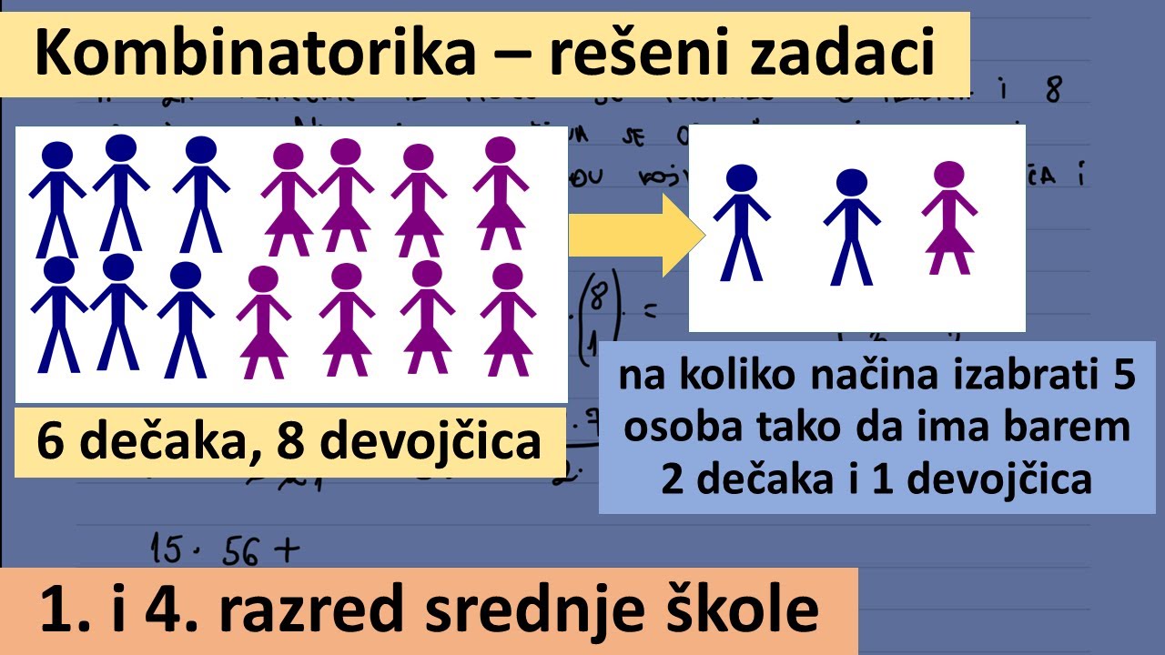 Kombinatorika rešeni zadaci - kako izabrati bar dva mladića i devojku od 6 mladića i 8 devojaka