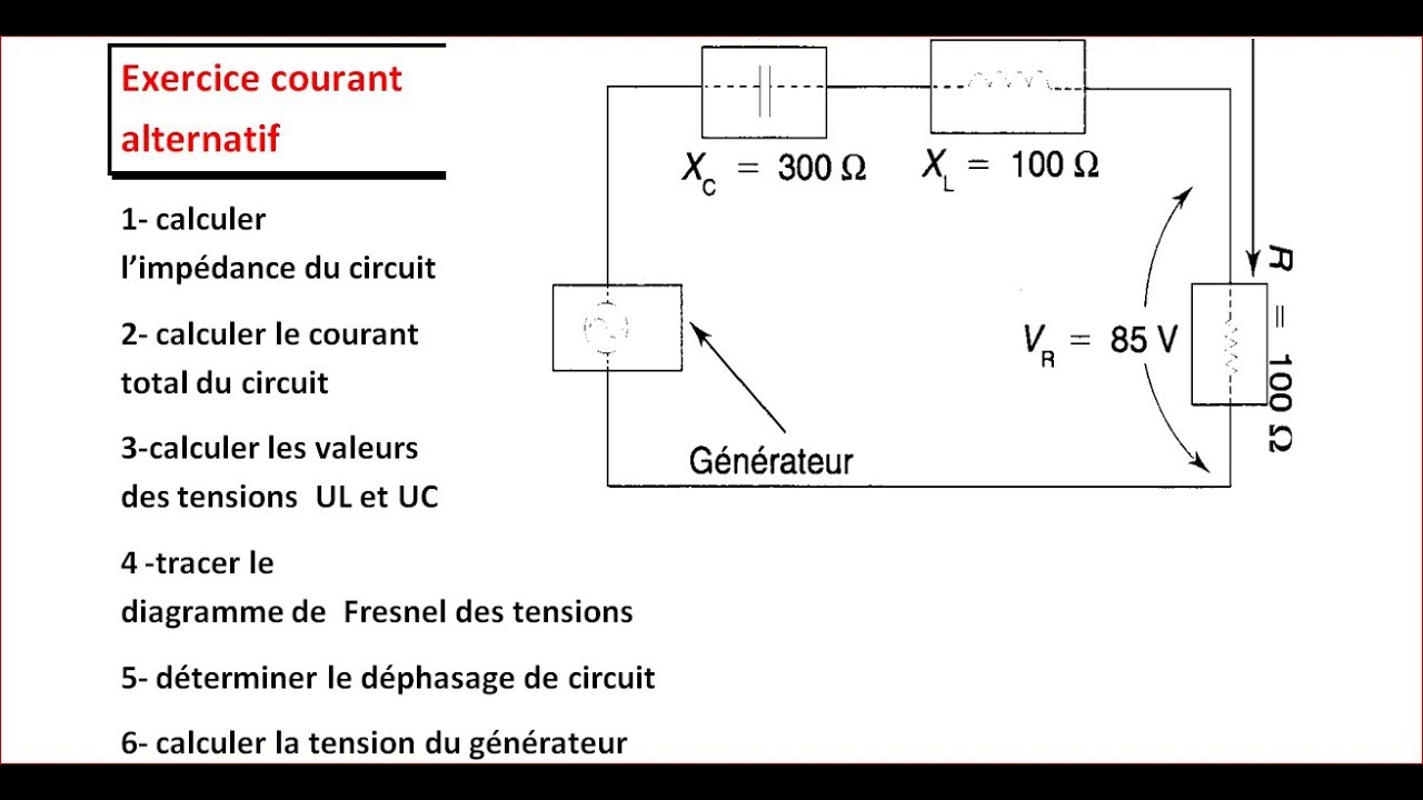 exercice courant alternatif | circuit RLC série (darija)