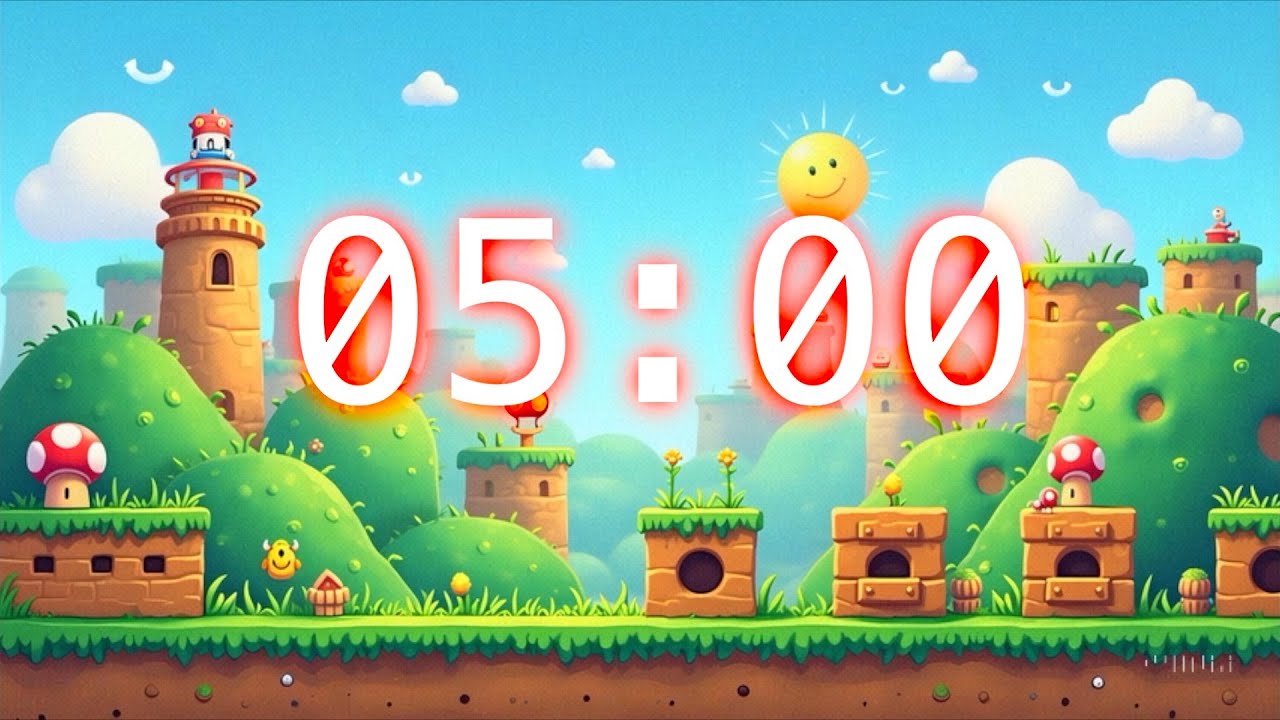 5 Minute Timer  | Super Mario Theme Timer | Fun Game Music
