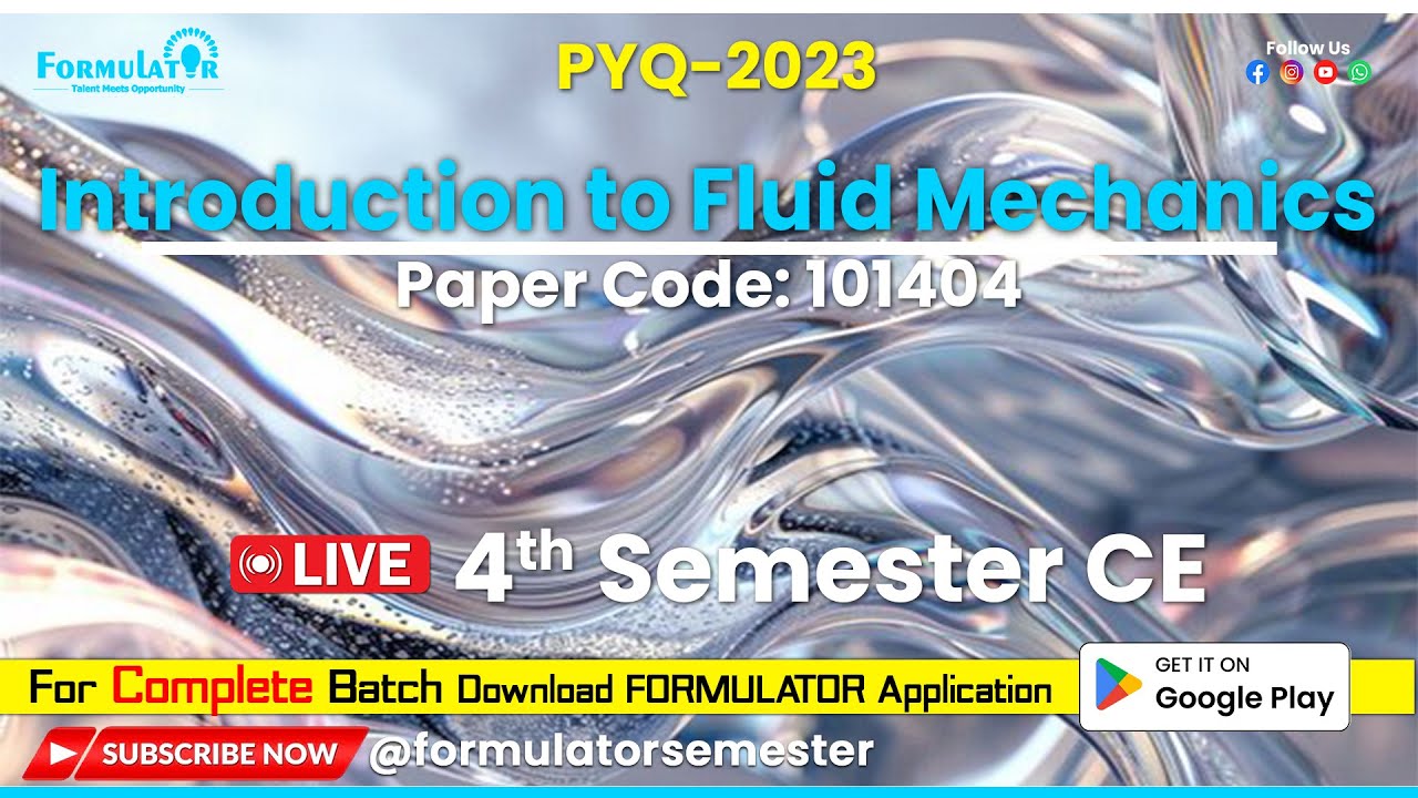 BEU PYQ-2023 Introduction to Fluid Mechanics #4thsemester  #formulator