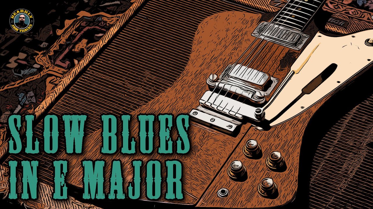 Slow blues backing track in E major