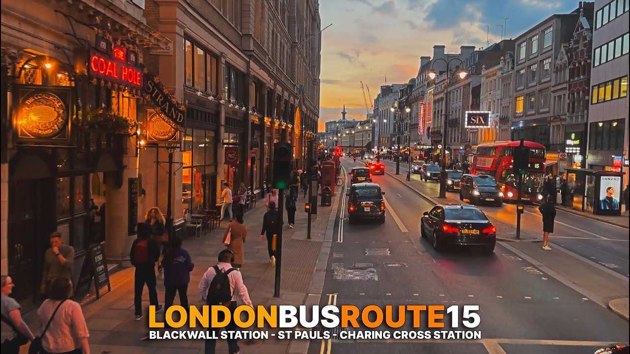 Upper-Deck Sunset POV aboard London Bus Route 15 | London Bus Ride from Blackwall to Charing Cross 🚌