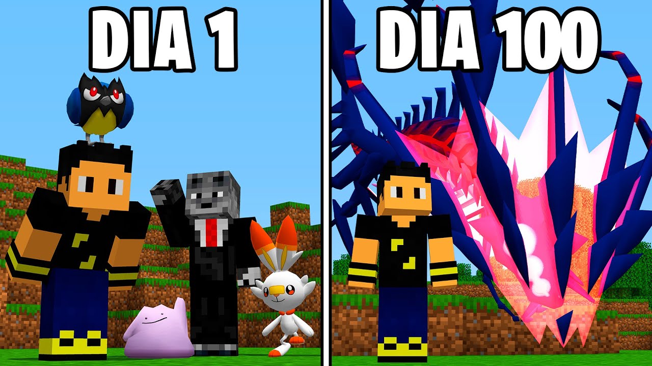 Sobrevivi 100 Dias Contra Youtubers no Minecraft Pixelmon - O FILME 2