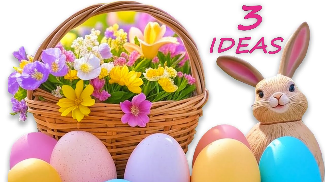 🐥🐰 3 простых ИДЕИ к ПАСХЕ 🐥 ПАСХАЛЬНЫЙ ДЕКОР своими руками (Корзинка, Ципленок, Кролик)