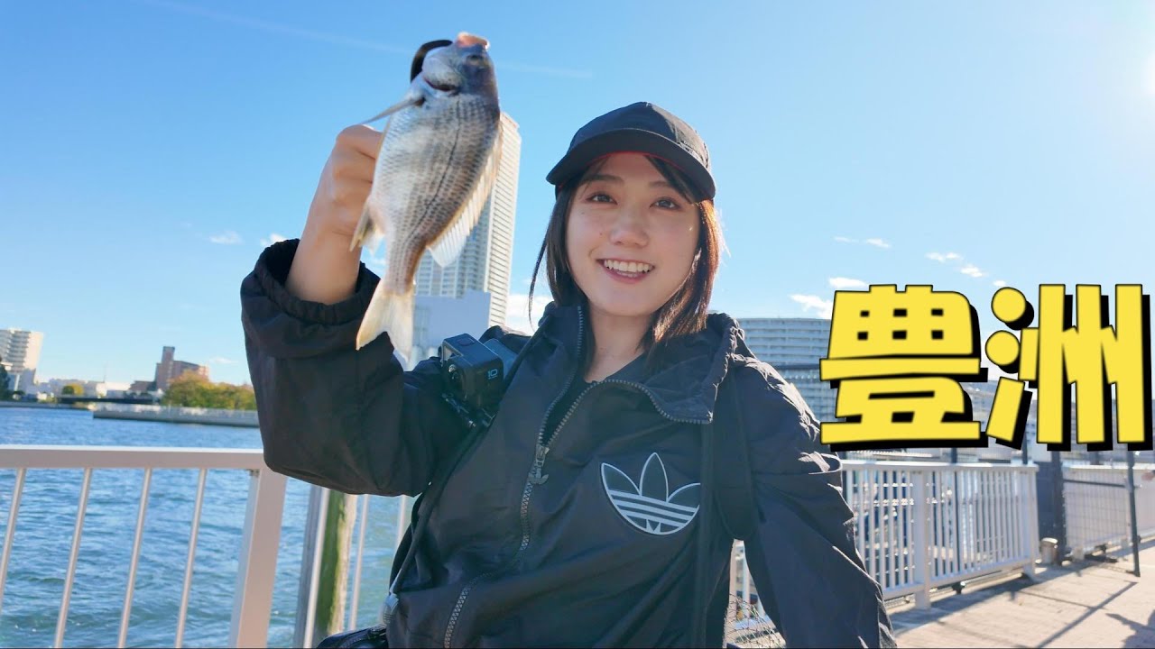 [ヘチ釣り]豊洲で黒鯛を釣る！#釣りガール　#釣り女子