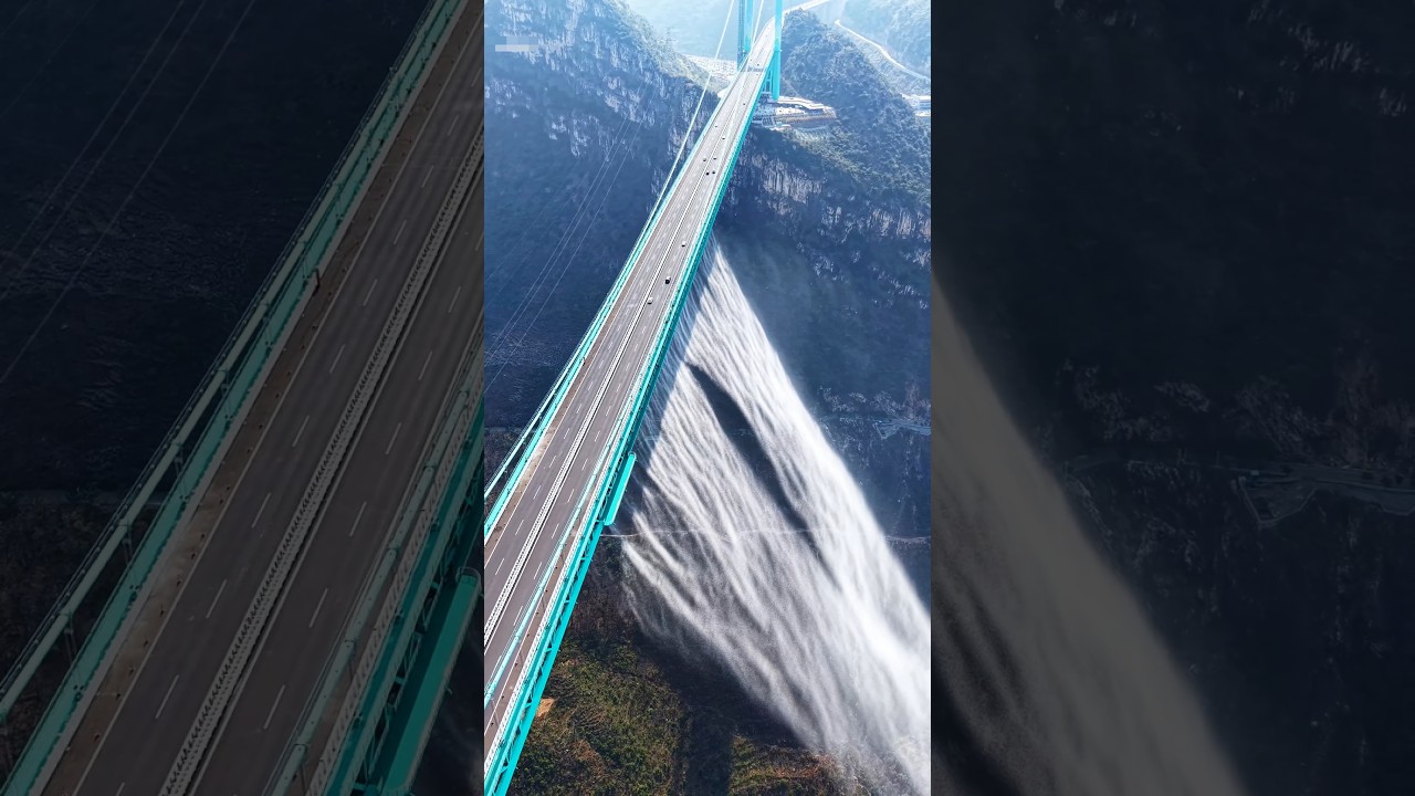 Waterfall on the World&rsquo;s Highest Bridge - Huajiang Canyon 🌊😱