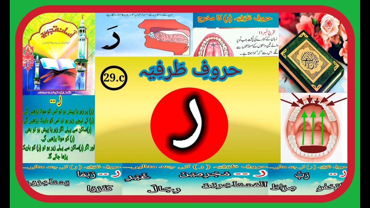 Lesson 29 (c)|Makharij|Huroof e Tarfia|Raa|حروف طرفیہ ، ر|urdu/hindi|Asan Qaida Tajweed