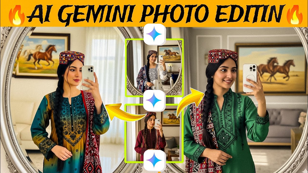 📸 Sindhi Girl Mirror Selfie | iPhone • Ajrak • Topi ❤️🤖 Edited with AI Gemini 💻