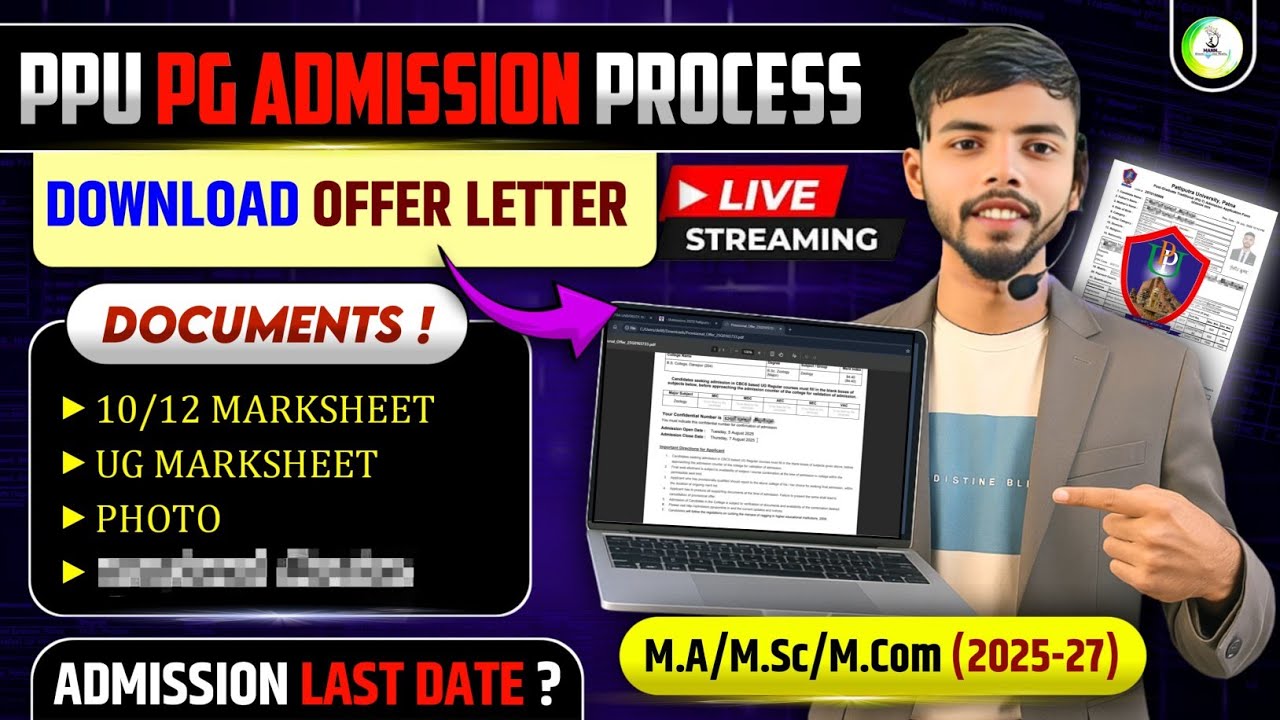 Ppu pg admission documents required|ppu pg admission 2025 document required | pu pg 1st offer later|
