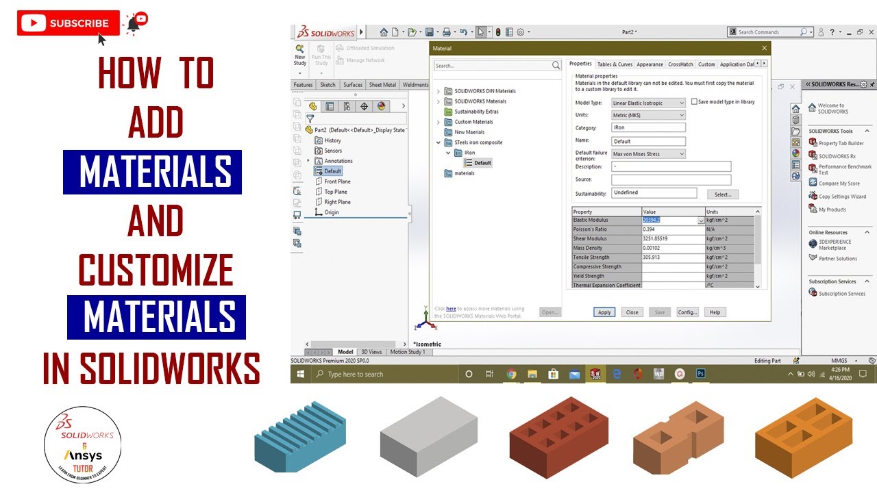 ⚡ Как добавить пользовательский материал в Solidworks